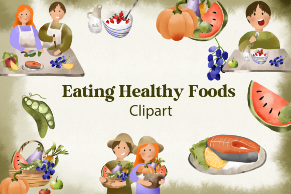Eating Healthy Foods Clipart Free