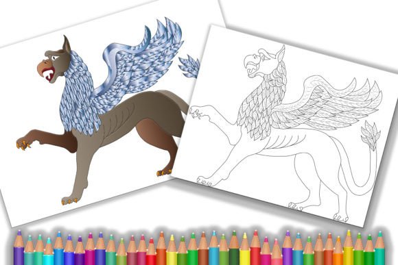 Griffin Mythical Animals Coloring Page
