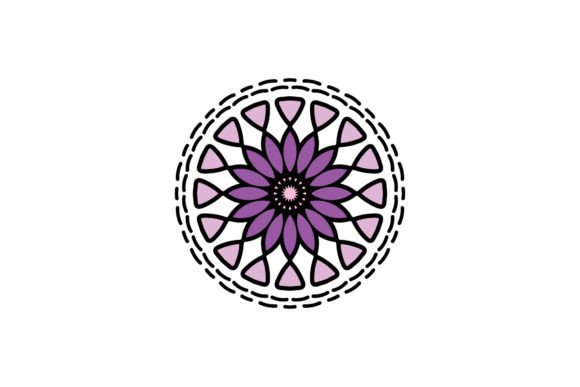 Mandala Illustration Purple Flower Leaf Graphics