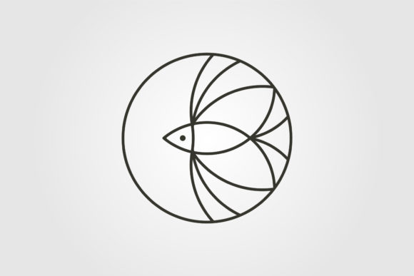 Minimal Fish Logo Line Art Vector Graphics