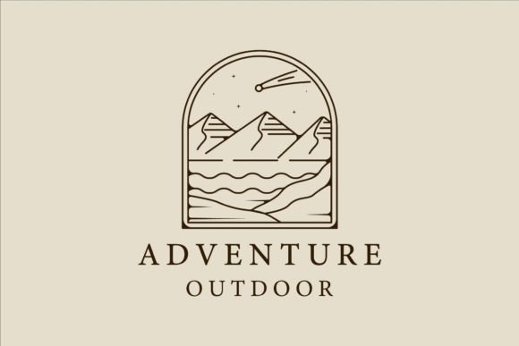 Mountain and Lake Logo Line Art Simple Graphics Freebies