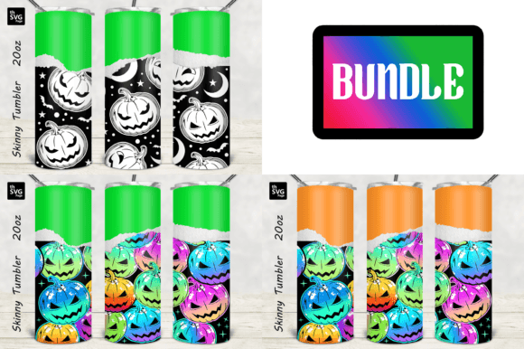 Pumpkin Halloween Tumbler Bundle Wrap Graphics