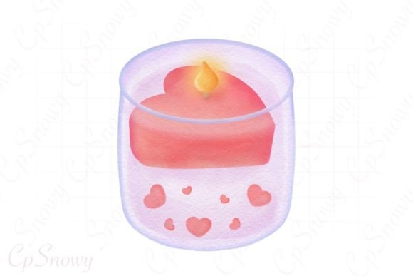 Watercolor Candle Heart Graphics Freebies