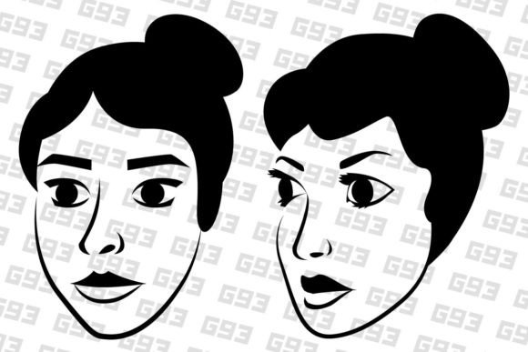 Woman Portraits with Black Hair Graphics
